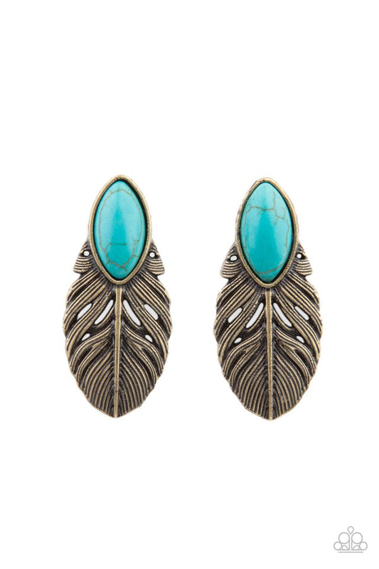 Rural Roadrunner - Brass - Paparazzi Earring Image