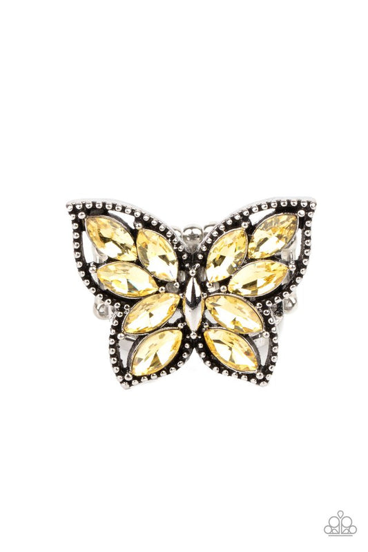 Fluttering Fashionista - Yellow - Paparazzi Ring Image