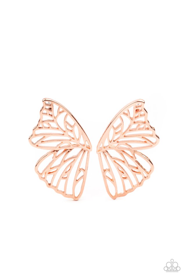 Butterfly Frills - Copper - Paparazzi Earring Image