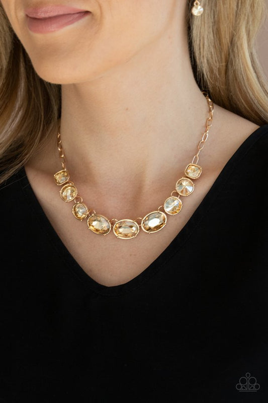 Gorgeously Glacial - Gold - Paparazzi Necklace Image