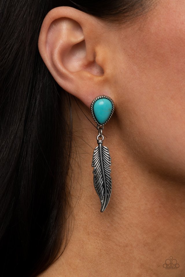Totally Tran-QUILL - Blue - Paparazzi Earring Image