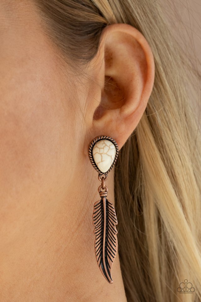 Totally Tran-QUILL - Copper - Paparazzi Earring Image