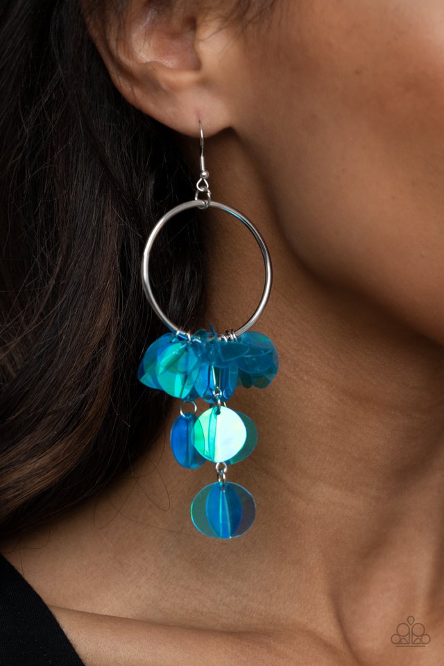 Holographic Hype - Blue - Paparazzi Earring Image