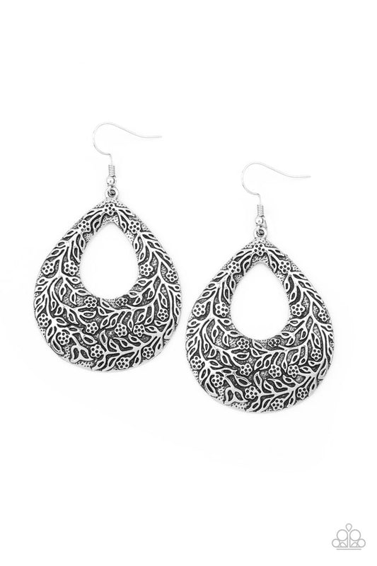 Flirtatiously Flourishing - Silver - Paparazzi Earring Image