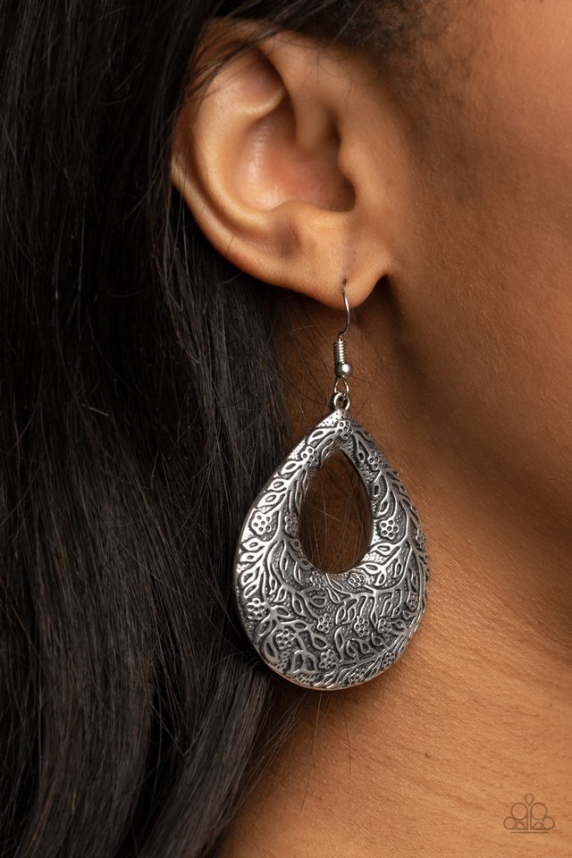 Flirtatiously Flourishing - Silver - Paparazzi Earring Image