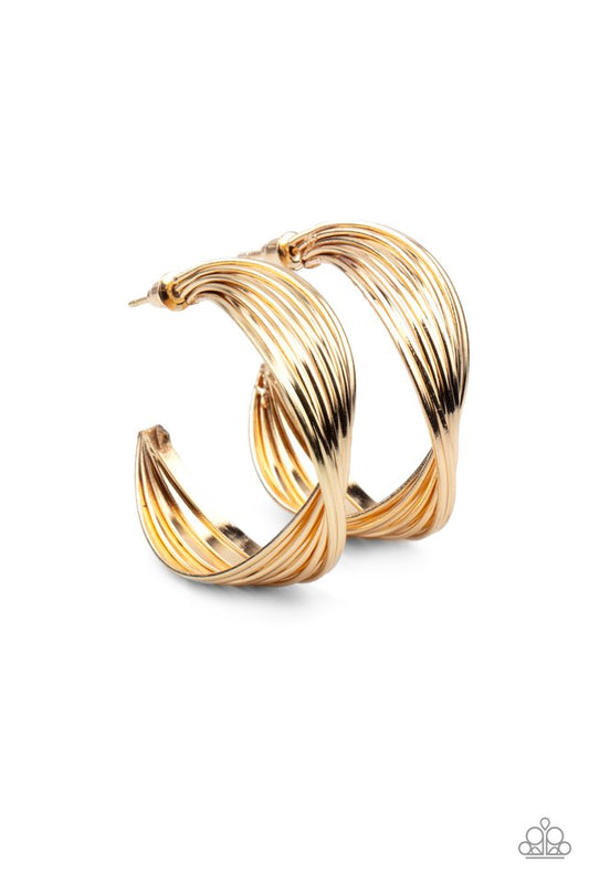 Curves In All The Right Places - Gold - Paparazzi Earring Image