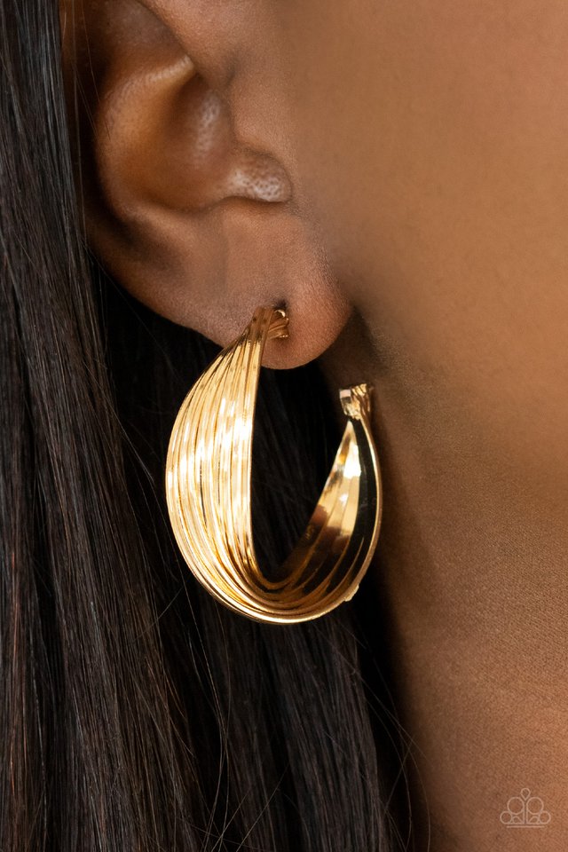 Curves In All The Right Places - Gold - Paparazzi Earring Image
