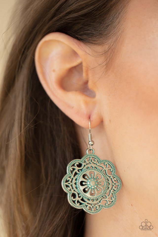 Western Mandalas - Blue - Paparazzi Earring Image