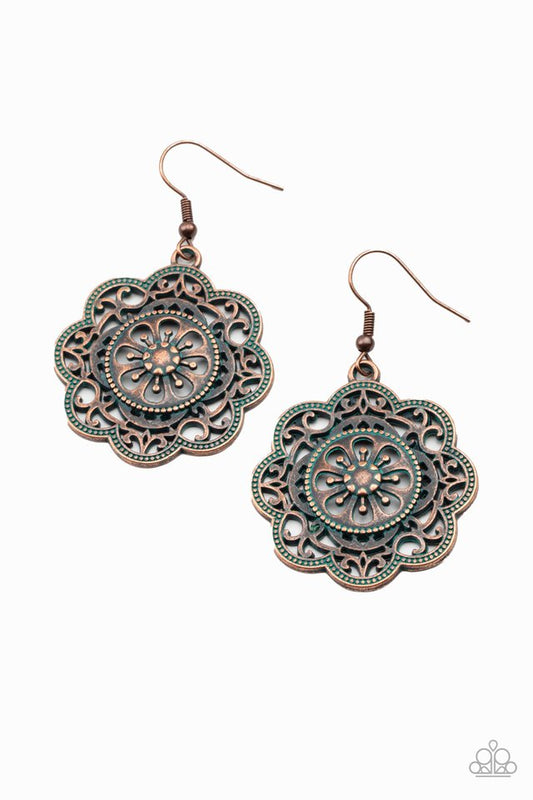 Western Mandalas - Copper - Paparazzi Earring Image