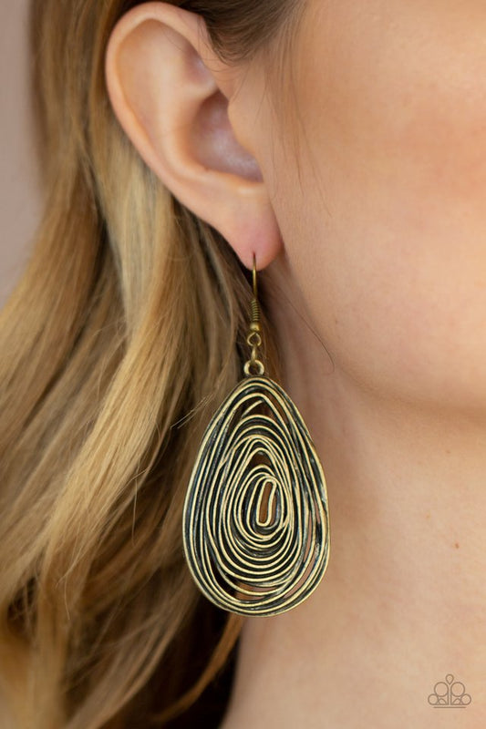 Rural Ripples - Brass - Paparazzi Earring Image