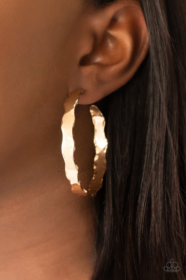 Exhilarated Edge - Gold - Paparazzi Earring Image