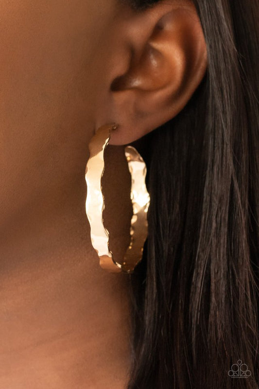 Exhilarated Edge - Gold - Paparazzi Earring Image