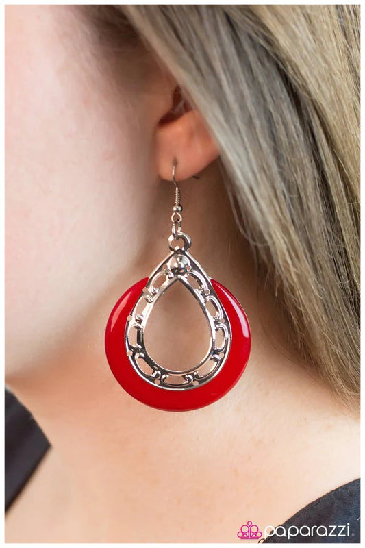 Paparazzi Earring ~ Cut It Out- Red