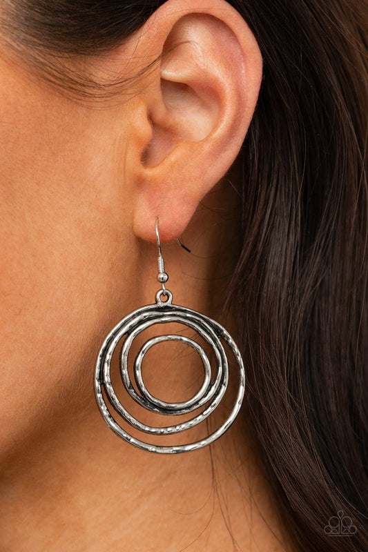 Spiraling Out of Control - Silver - Paparazzi Earring Image