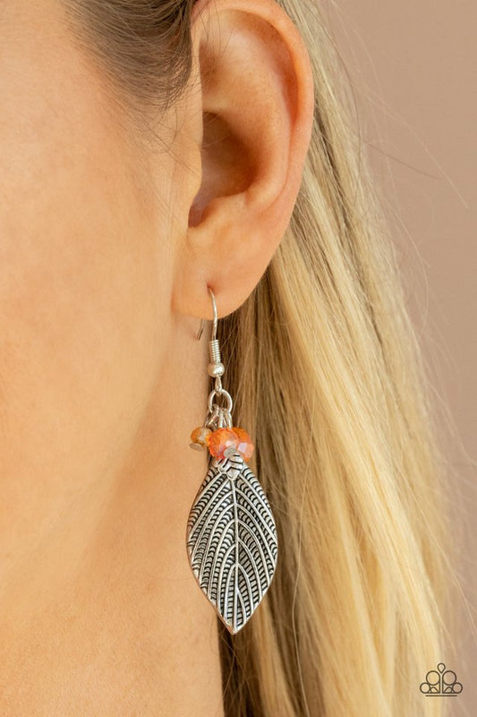 LEAF It To Fate - Orange - Paparazzi Earring Image