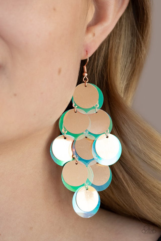Sequin Seeker - Copper - Paparazzi Earring Image