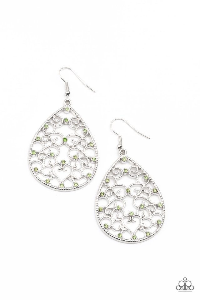 Midnight Carriage - Green - Paparazzi Earring Image