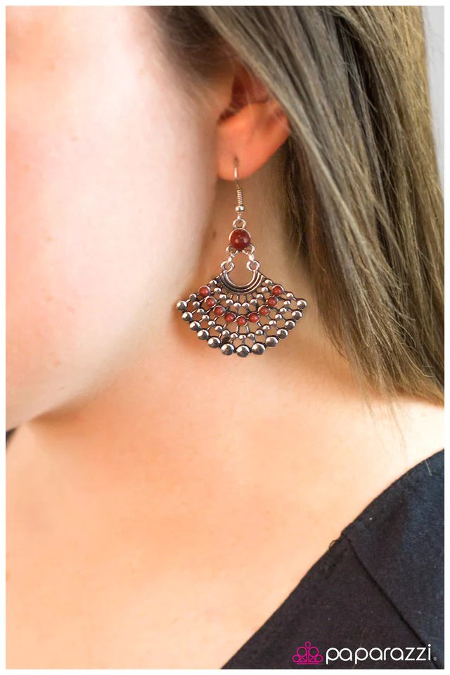 Paparazzi Earring ~ Foxy Cleopatra - Red