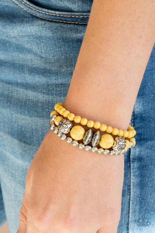 Desert Blossom - Yellow - Paparazzi Bracelet Image