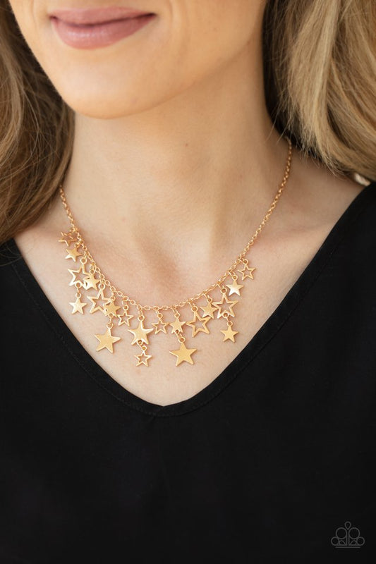 Stellar Stardom - Gold - Paparazzi Necklace Image