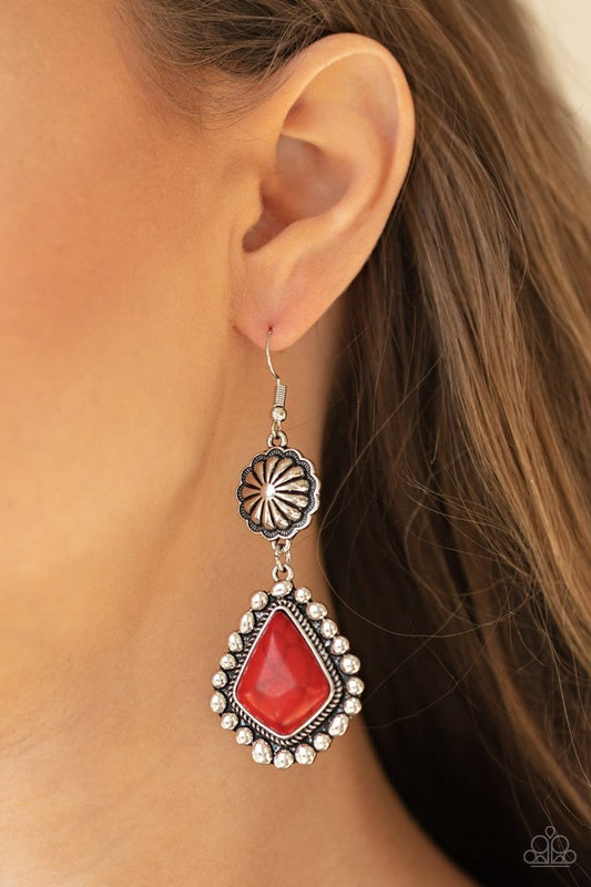 Country Cavalier - Red - Paparazzi Earring Image