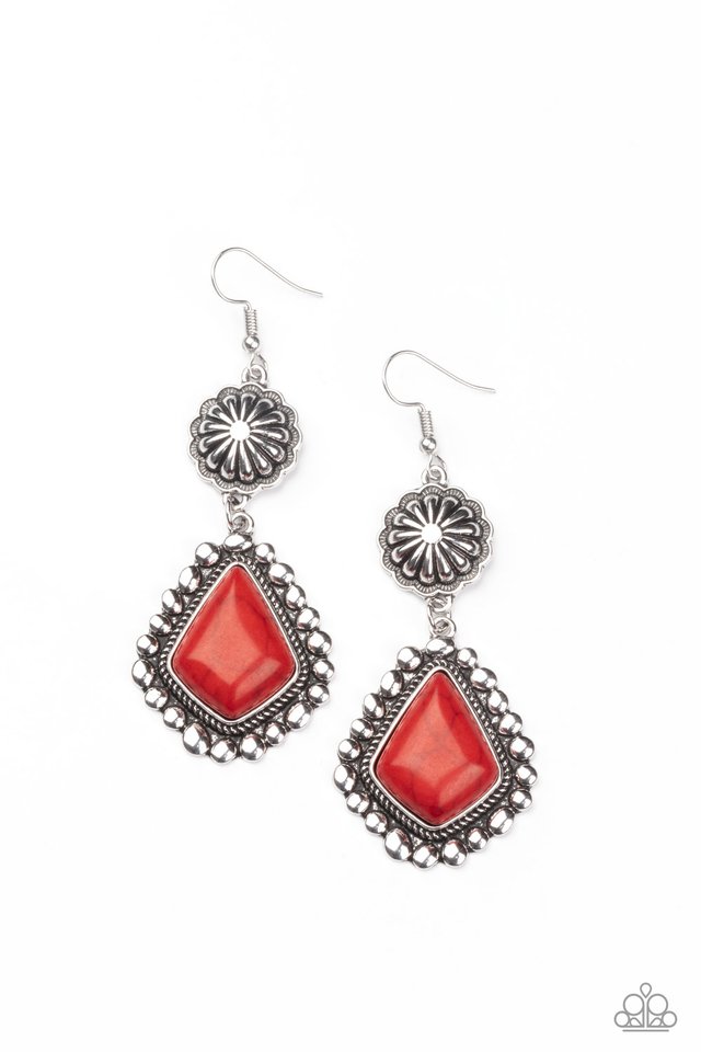 Country Cavalier - Red - Paparazzi Earring Image