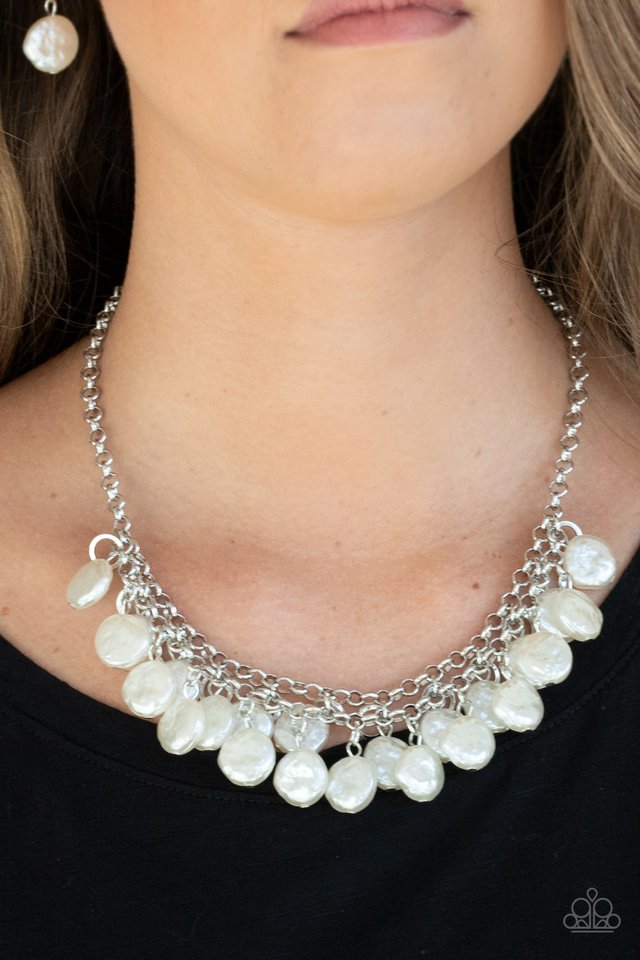 BEACHFRONT and Center - White - Paparazzi Necklace Image