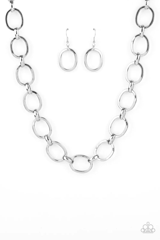 Paparazzi Necklace ~ HAUTE-ly Contested - Silver