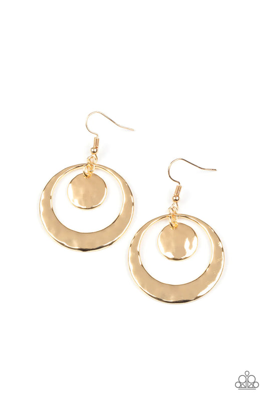 Paparazzi Earring ~ Rounded Radiance - Gold