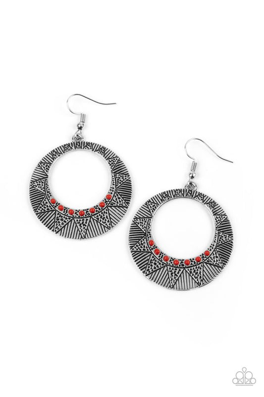 Adobe Dusk - Red - Paparazzi Earring Image