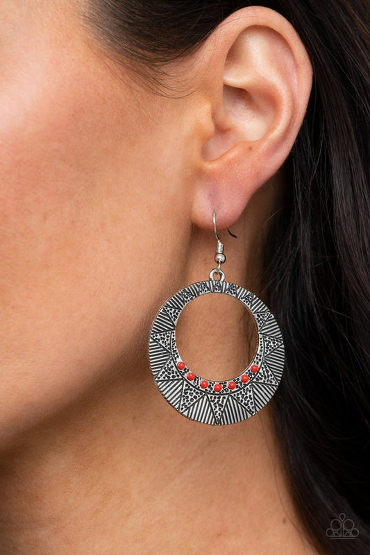 Adobe Dusk - Red - Paparazzi Earring Image