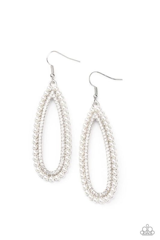 Paparazzi Earring ~ Glamorously Glowing - White