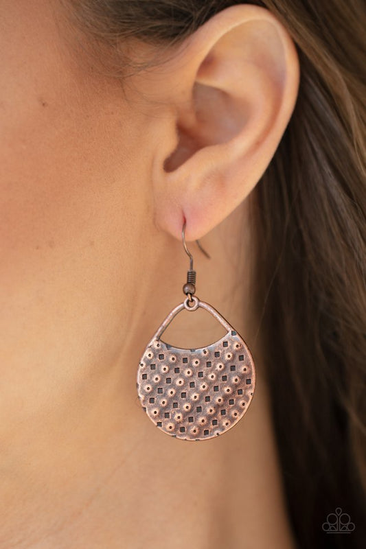 Im Sensing a Pattern Here - Copper - Paparazzi Earring Image