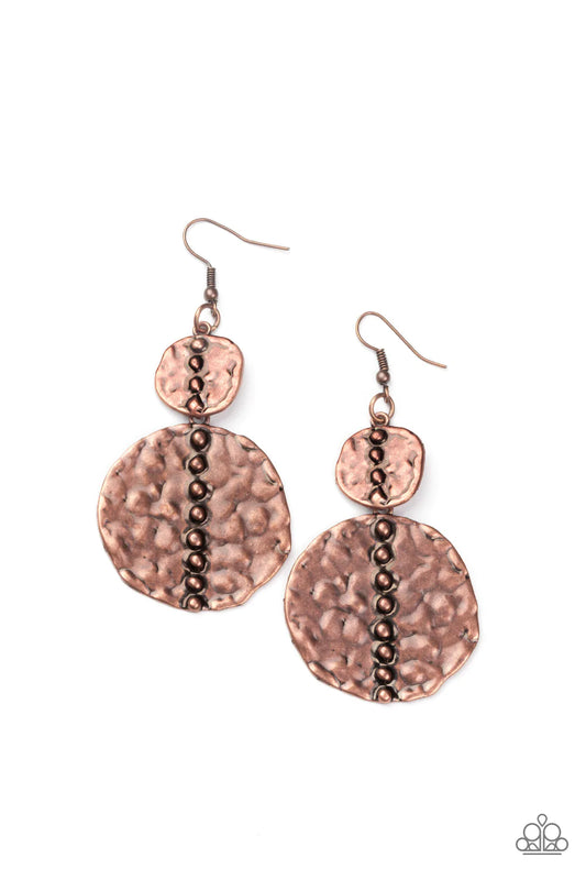 Paparazzi Earring ~ Metro Metalhead - Copper