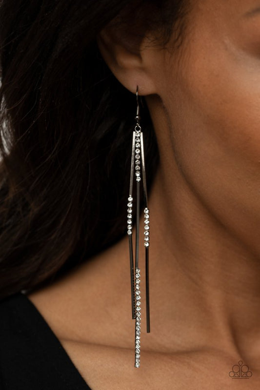 Dainty Dynamism - Black - Paparazzi Earring Image