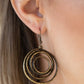 Spiraling Out of Control - Brass - Paparazzi Earring Image