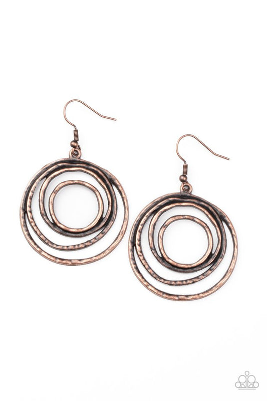 Spiraling Out of Control - Copper - Paparazzi Earring Image