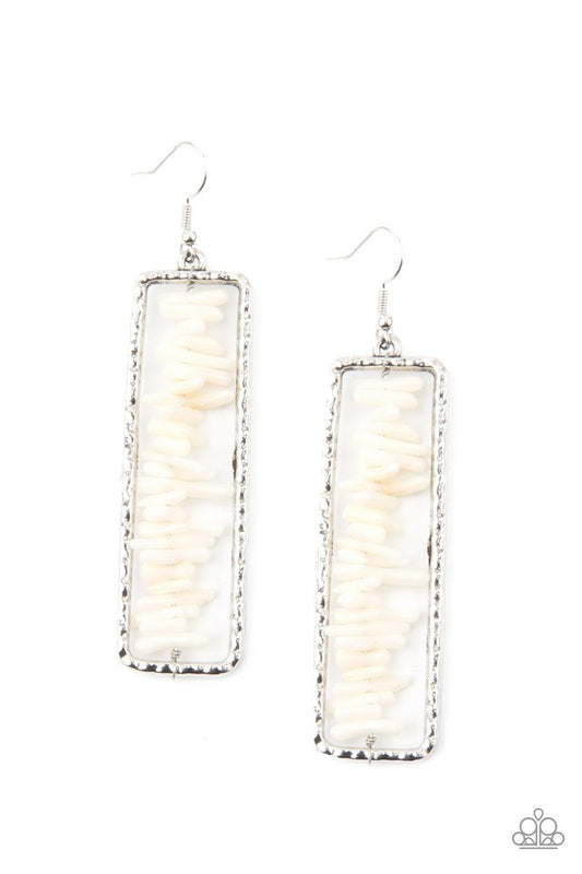 Dont QUARRY, Be Happy - White - Paparazzi Earring Image