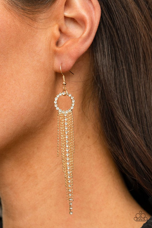 Pass The Glitter - Gold - Paparazzi Earring Image