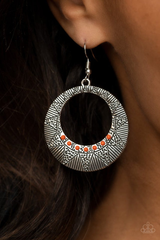 Adobe Dusk - Orange - Paparazzi Earring Image