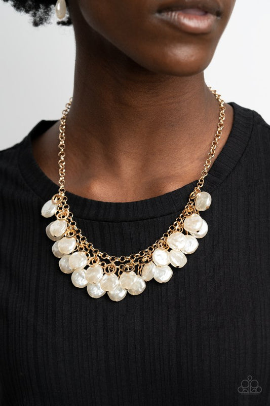 BEACHFRONT and Center - Gold - Paparazzi Necklace Image