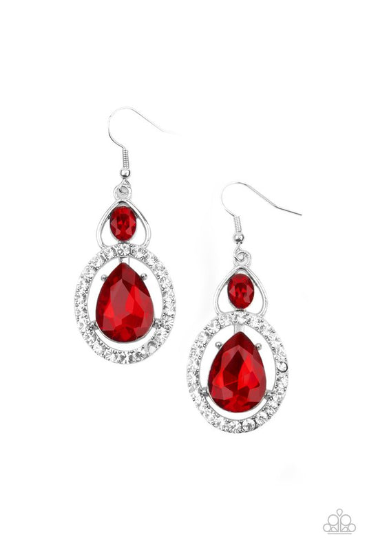 Double The Drama - Red - Paparazzi Earring Image