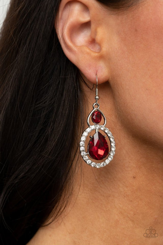 Double The Drama - Red - Paparazzi Earring Image