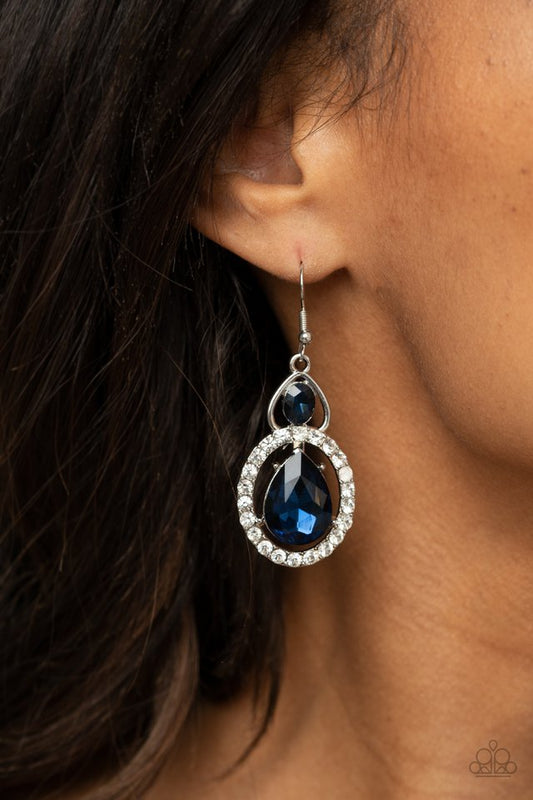 Double The Drama - Blue - Paparazzi Earring Image