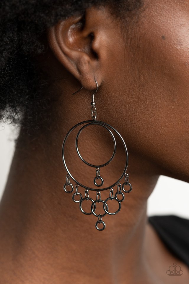 Roundabout Radiance - Black - Paparazzi Earring Image