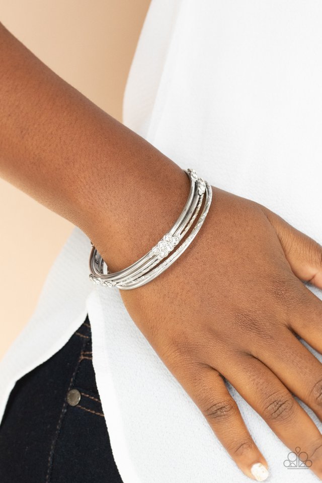 ​Stackable Sparkle - White - Paparazzi Bracelet Image