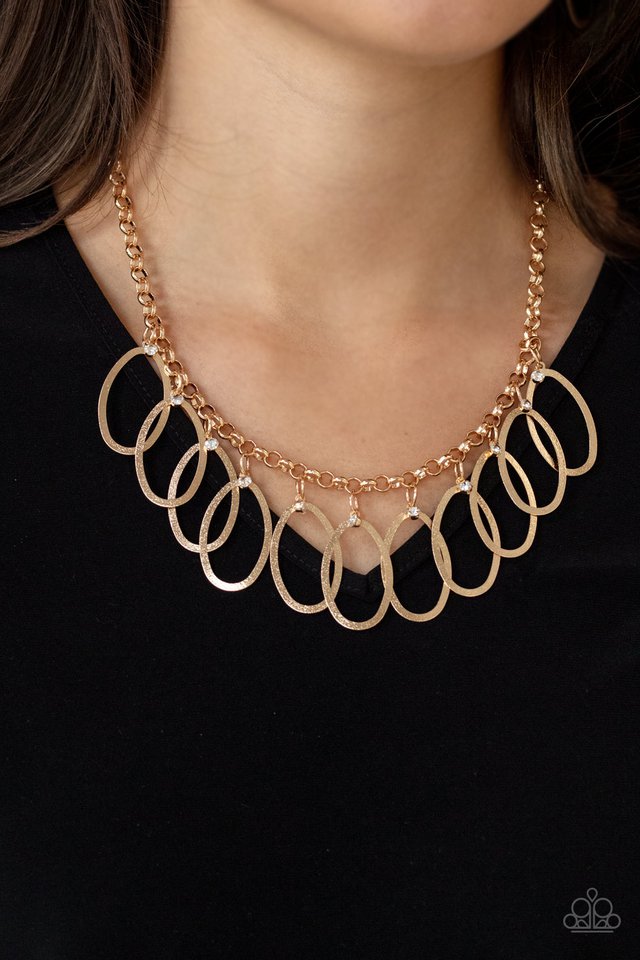 ​Double OVAL-time - Gold - Paparazzi Necklace Image