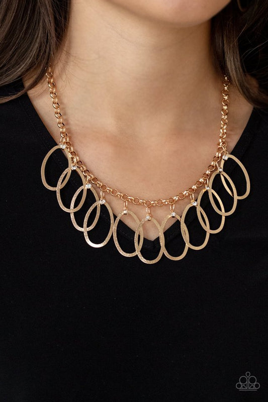 ​Double OVAL-time - Gold - Paparazzi Necklace Image