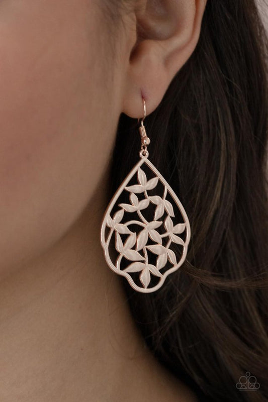 ​Taj Mahal Gardens - Rose Gold - Paparazzi Earring Image