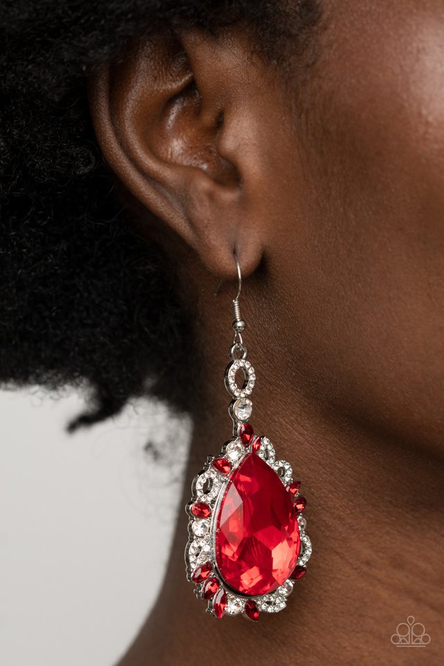 Royal Recognition - Red - Paparazzi Earring Image